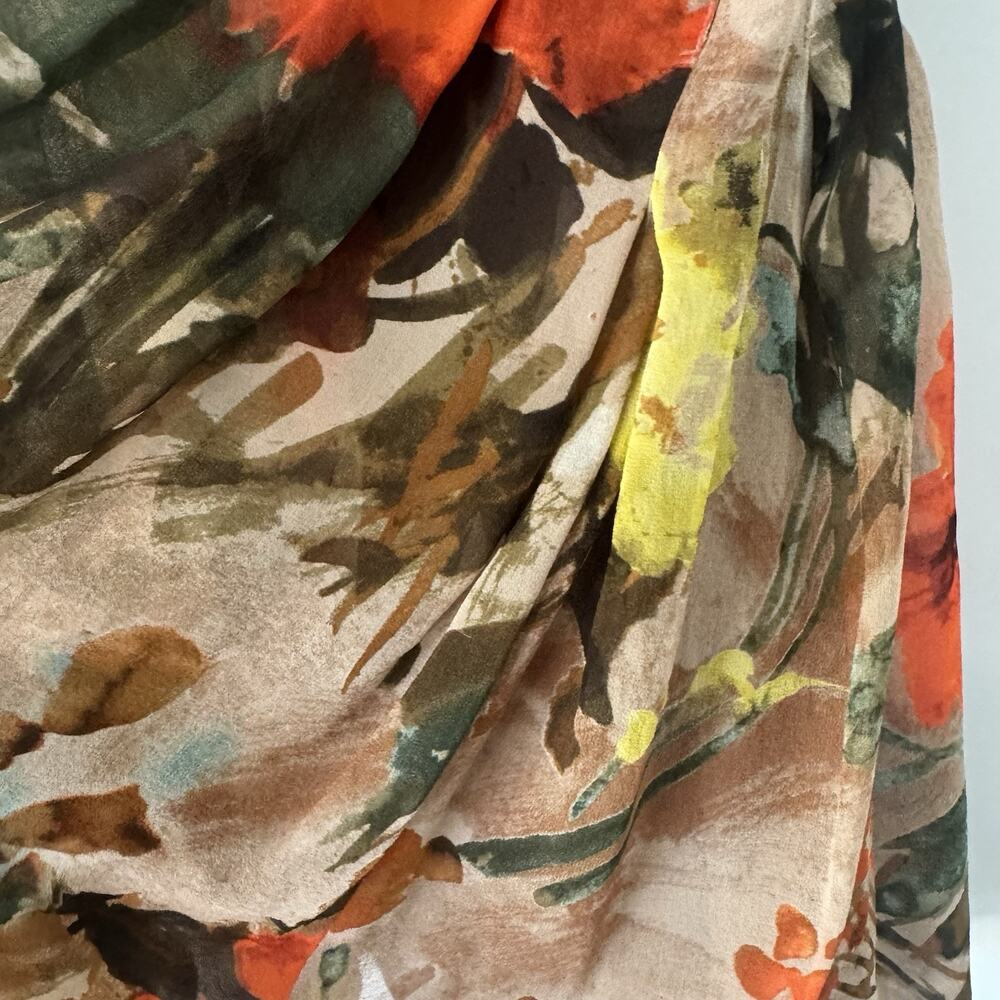 Burberry Ladies Size US 4 Silk Pleated Skirt Brown Orange Floral Printed - Picture 3 of 11